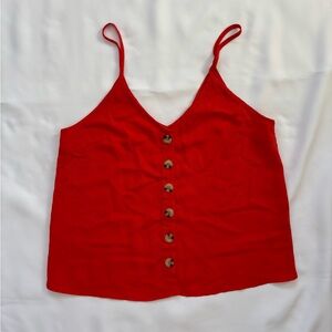 Paper Crane Women’s Small Spaghetti Strap Tank Top Burnt Orange Retro Western